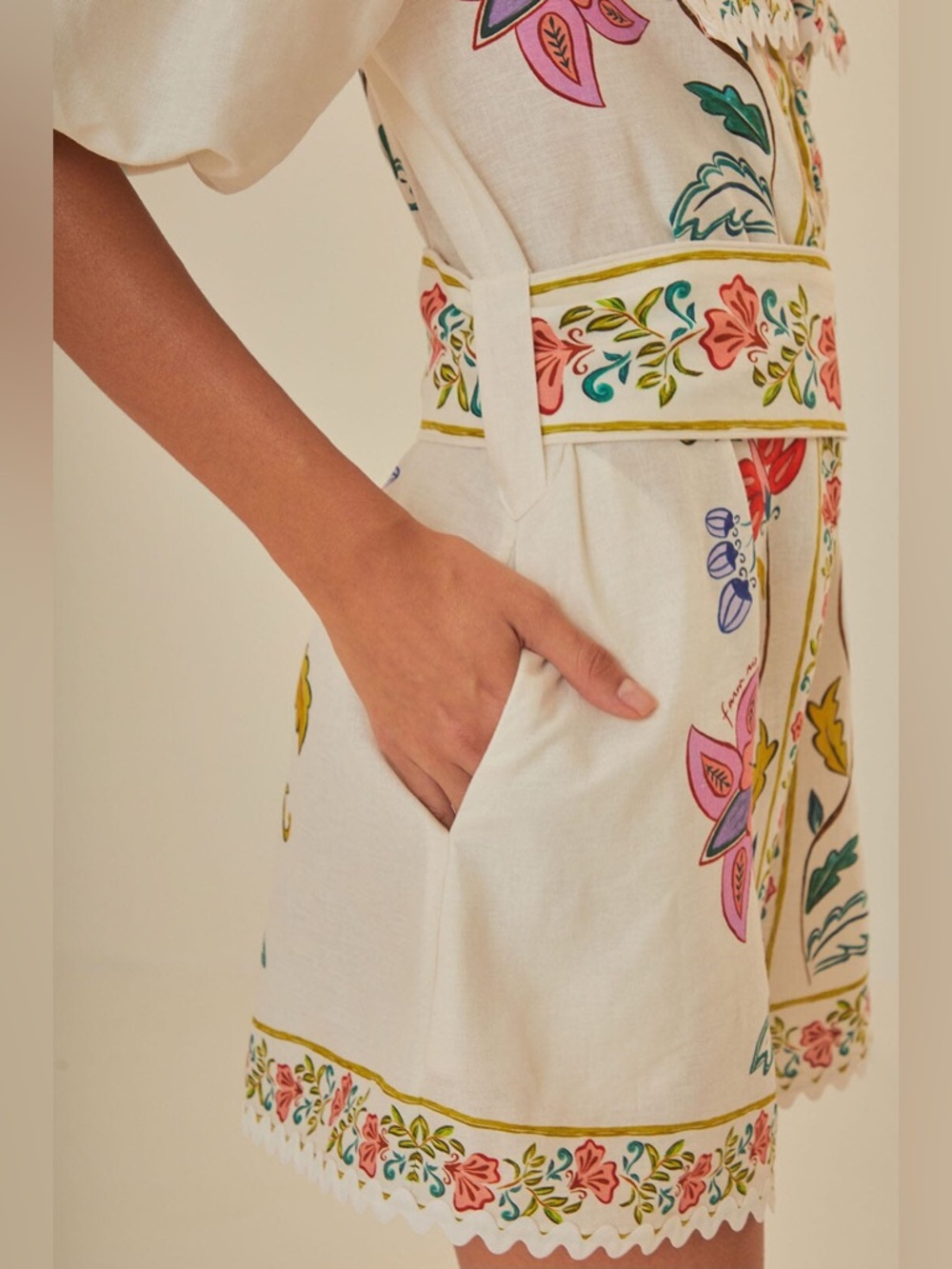 Farm Rio Off-White Floral Insects Romper - Picture 2 of 11